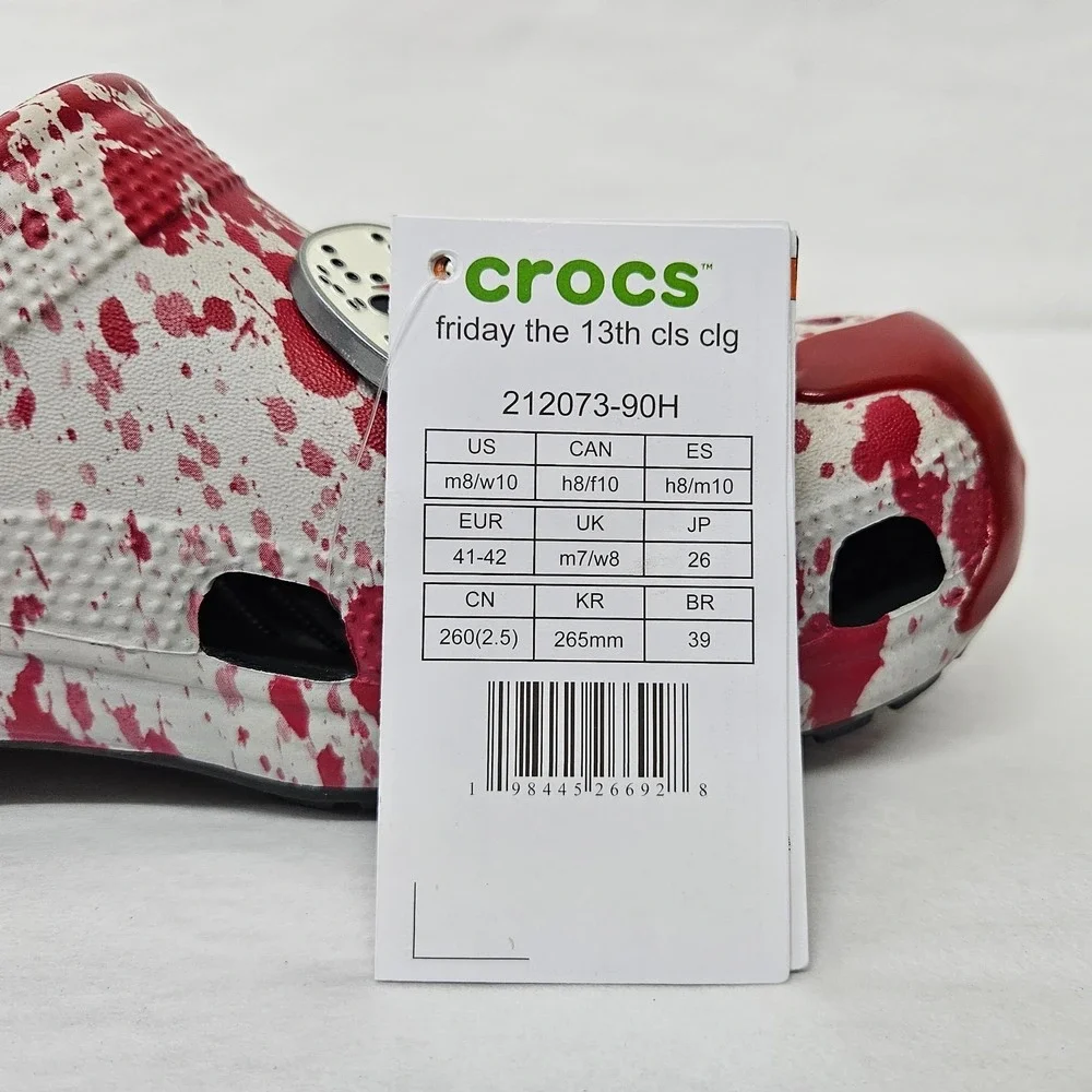 Crocs Friday the 13th Classic Clogs 212073-90H Red White‎ Green Men's Size 8